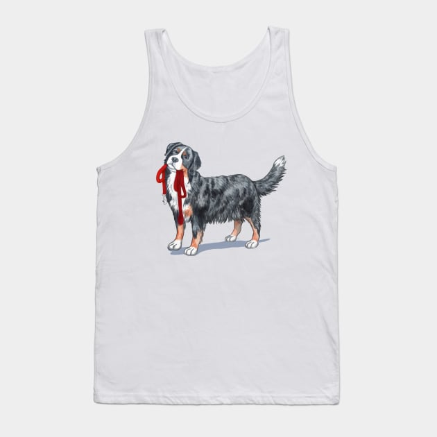 Bernese Mountain Dog with Leash. Tank Top by Chatham Ivy